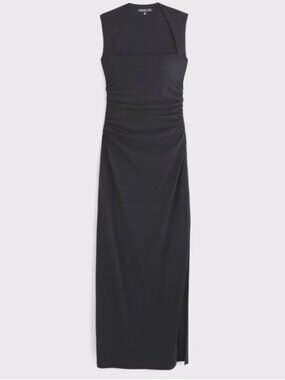 Abercrombie & Fitch Modal Blend Sleeveless Ruched Maxi Dress Black M